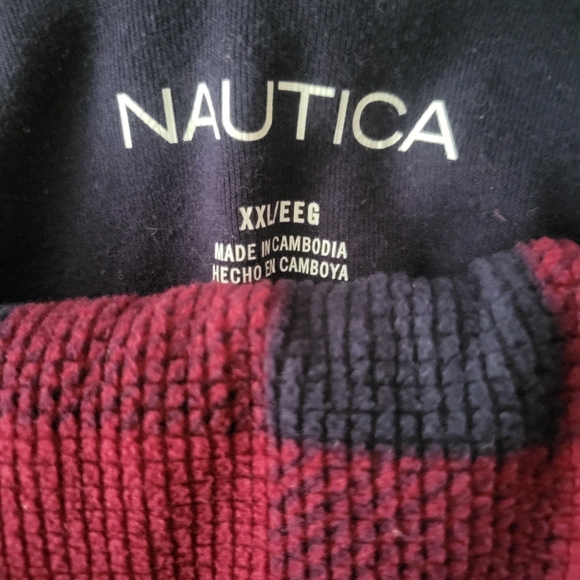 Nautica Pajamas pants shirt red black plaid long sleeve top button closure XXL - Picture 3 of 6